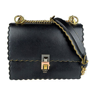 Fendi Canai Shoulder Bag Black Leather